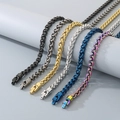 Collares de cadena trenzada de acero inoxidable en colores oro, azul y arcoíris - Ancho 8mm / Color Acero
