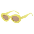 Retro oval sunglasses in bright yellow finish with dark lenses for fashion street style - Yellow Frame Tea Lens