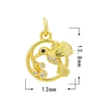 18K gold plated hummingbird pendant with white zircon stones and round hollow frame - Gold - Bird 1546