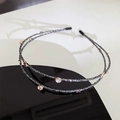 Elegant metal headband with sparkling rhinestones, star charms and pearls in black finish - EM1252 Five-point Star Zirconia Headband