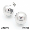Polished silver 16mm hollow sphere earrings in stainless steel with minimalist ball design - Silver (16mm)