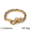 Men's dragon head bracelet in gold finish with square weave chain and 215x6mm dimensions - Gold Dragon Style (KB108260-Z)