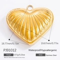 Polished 18k gold heart pendant with radial texture in durable stainless steel - Pj91012