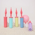 Set di 5 pompe manuali per palloncini in plastica rosa blu giallo e viola - Pompa ad aria con ugello rotondo Macaron / 28cm (Colore casuale)
