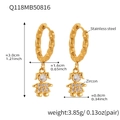 Detailed dimension guide for 18k gold plated stainless steel girl earrings with zircon - Q118-Twisted Girl Pendant Gold Earrings
