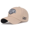 Casquette de baseball en coton beige avec broderie vintage New York et visière - Beige Foncé