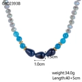Dettagli della collana bohémien con pietre naturali blu e lunghezza di 40+5 cm - Stile Perline a Goccia (GX02393B)