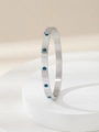 Bracciale rigido in acciaio argento lucido con cristalli blu e chiusura a cerniera - Argento Strass Blu