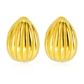 Eleganti orecchini in acciaio al titanio dorato con lussuosa trama a righe verticali - 13mm / Oro