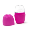 Pink silicone ice roller with rose shape showing clear ice block for face lifting - Rose Style - Rose Red