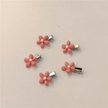 Set de 5 pinzas para el cabello de flores rosas con centros amarillos y clips de metal - Flores Rosas Amarillas (Juego de 5)