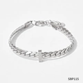 Bracciale a catena snake argento hip hop con cinque diamanti incastonati design minimale - Bracciale in argento con pietra bianca (SBP115)