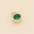 Pendentif collier fleur ronde en or 14 carats avec une pierre de zircon vert éclatant - Vert