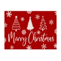Red Christmas placemat with white hand-drawn trees and Merry Christmas lettering - Regular Linen Style / Hand-drawn Red Tree