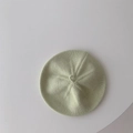 Detailed knit texture of light green baby beret hat with a soft mint finish - 45-48cm (6 Months-3 Years) / Creamy Green