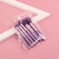 Portable 6-piece makeup brush set in purple with transparent PVC snap pouch - Purple