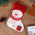 Calza di Natale con pupazzo di neve 3D, decorazione natalizia in maglia rossa e bianca - Rosso Bianco Pupazzo di Neve