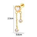 Gouden hartpiercing van roestvrij staal met zirkonia kwastjes en maatlabels - Hart Dubbele Ketting Kwastje Stijl (2630-13#) / Goud