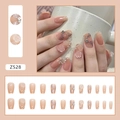 Press-on nails with 3D camellia, pearls and rose gold glitter in pink gradient style - Crystal Camellia (Z528)
