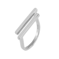 Minimalist geometric S925 sterling silver open ring with parallel bar design - Adjustable Open / White Gold