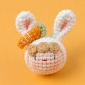 Handmade crochet keychain doll wearing rabbit ear hood and carrot decoration - MENGSI Carrot Rabbit Dumpling