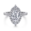 925 Sterling Silver Ring featuring a large oval zircon with double halo diamonds - US Size 5 / TL-463 Silver Oval Double Halo Pavé Ring