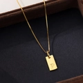 Gold square letter P pendant necklace with delicate box chain on velvet display - Letter P / Gold