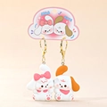 Cute bunny and dog resin charms with golden clips for backpacks or keychains - Magnetic Cuddling Puppy - Pink and Orange / Standard Spec