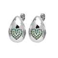 Orecchini a goccia d'argento con intarsio a cuore di pietra verde da donna - Cuore Verde