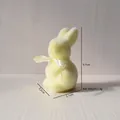 Cute yellow flocked Easter rabbit figurine with ribbon bow, height 9.7cm tabletop decor - Yellow (Height 9.7cm)