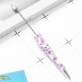 DIY plastic beadable pen with purple butterfly and colorful polka dot pattern designs - Purple Butterfly and Floral (58)