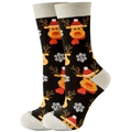 Festive black Christmas socks with reindeer and snowflake pattern in soft cotton knit - 37-44 / Black Reindeer
