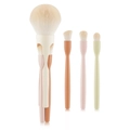 4-in-1 magnetic travel makeup brush set in pastel apricot pink green colors - 4-in-1 Magnetic Set (with Pearl Bag) / Colorful