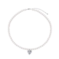 Elegant S925 sterling silver necklace featuring white pearls and heart-shaped zircon - 925 Silver / White Zirconia