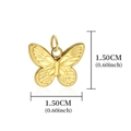 Close-up of a 1.5cm golden butterfly pendant with size markings and metallic texture - Golden Butterfly (A0003201)