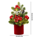 Mini albero di Natale LED con pigne e bacche rosse su base di velluto rosso - Rosso