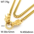Hip hop style gold dragon head necklace in titanium steel with measurement details - Gold Dragon Head / 45cm