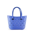 Blue EVA large capacity beach tote bag with diamond lattice texture and hollow holes - Dark Blue