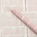 Waterproof bouquet wrapping paper in vintage beige newspaper print with red text - Korean Newspaper - White Pink