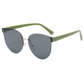 Frameless cat-eye sunglasses with grass green temples and grey tinted lenses - Green Frame Grey Lens