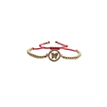 Adjustable gold bead and red rope bracelet with a colorful zircon butterfly charm - Gold Copper Beads Red Rope