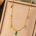 Gold Colorful Zircon Drip Heart Pendant Array Necklace
