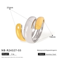 Detailed technical diagram of a two-tone spiral stainless steel ring with weight and dimensions - US 8 / Contrast Color Open Spiral Style (NB-R24327-GS)