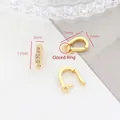 Detail of 11mm gold-plated jewelry clasp with four inlaid zircons for DIY accessory making - Style 7 Gold (White Zirconia/Closed Ring)