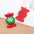 Christmas resin candy charm pendant with snowflake pattern for DIY bracelet jewelry - Red Christmas Candy