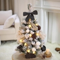 Mini tabletop snowy Christmas tree with grey bow, LED lights and NOEL wooden tag - 60cm Luxury Grey Tree (With Lights)