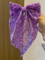 Barrette élégante à nœud pailleté violet pour accessoire de coiffure de fête de Noël - Mauve Clair