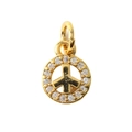 Golden peace symbol pendant with sparkling crystals for DIY bracelets and necklaces - 06 Peace Sign Zirconia