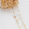 Bohemian gold chain with irregular pale yellow crystal beads for DIY jewelry making - 1 Meter/Pack / Yellow KC Gold