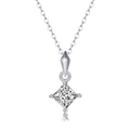 Minimalist 925 sterling silver necklace with square cubic zirconia pendant on white background - (s925 Silver + Moissanite P11547) / Chain Length 40cm + 5cm (extension Chain)